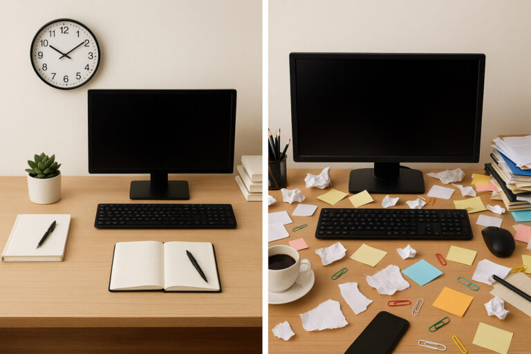 clean vs cluttered desk
